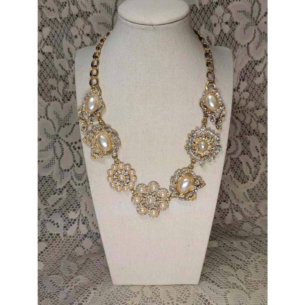 Sensitive Skin Cezanne Pearl and Crystal Gold Tone Adjustable Necklace - NWT